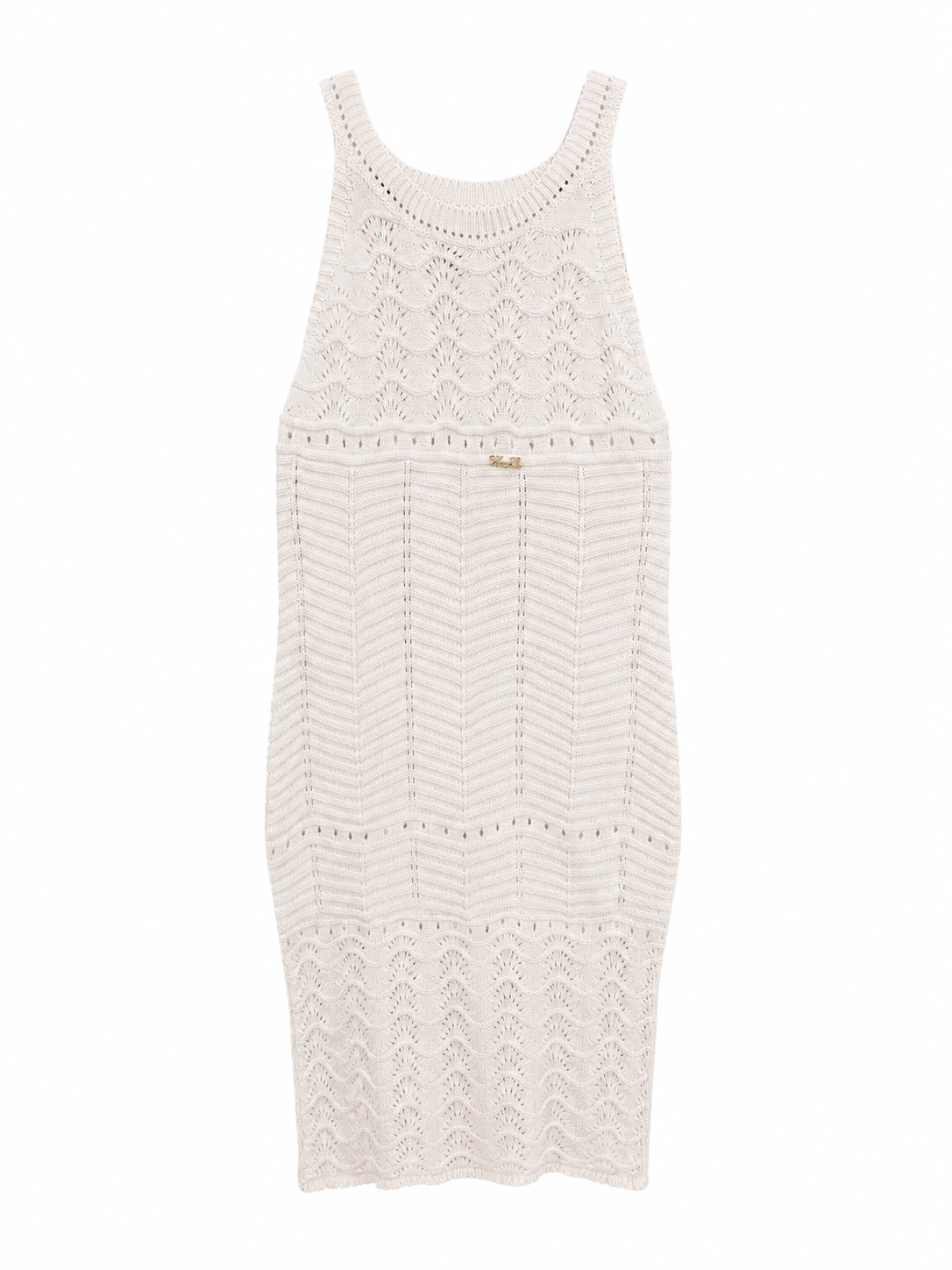 Дамска рокля Loro Piana Luxury Crochet Knit Midi Dress – Ivory