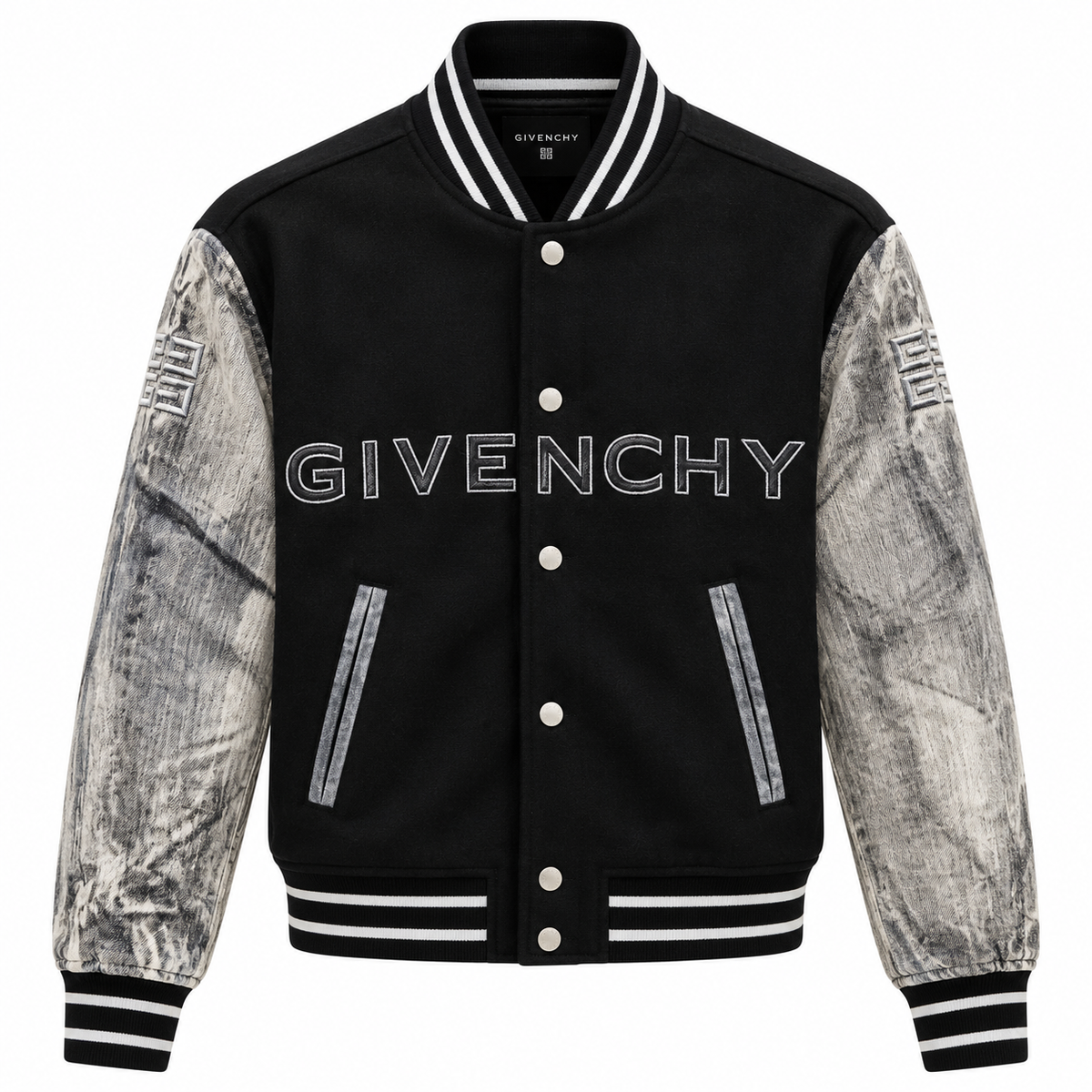 Мъжко яке Givenchy тип бомбър – черно със сиви ръкави