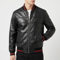 Pánska kožená bunda Gucci typu bomber – čierna