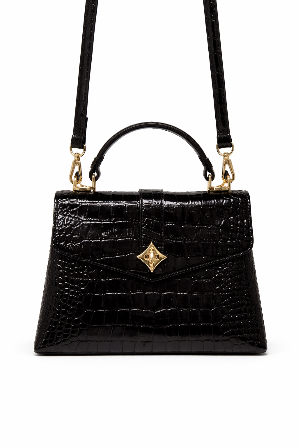 Дамска чанта Louis Vuitton – Croco Effect Top Handle Bag Black
