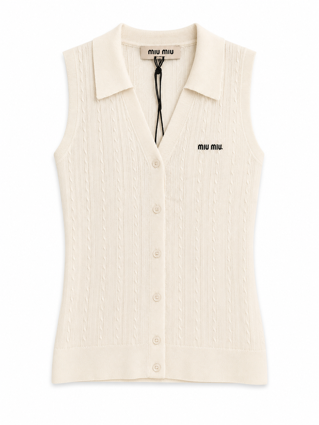 Дамски топ Miu Miu Cable Knit Vest – Ivory