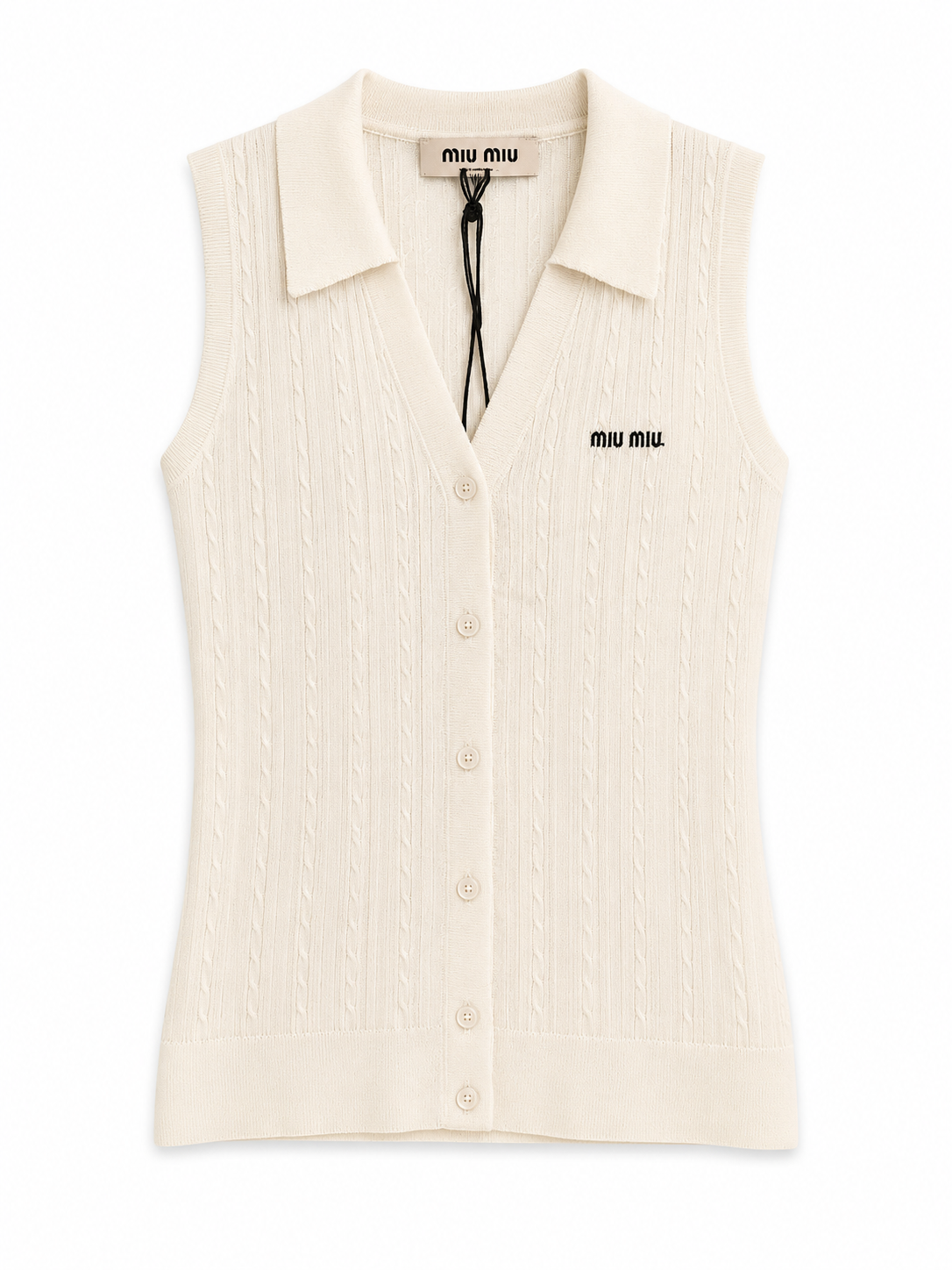 Дамски топ Miu Miu Cable Knit Vest – Ivory