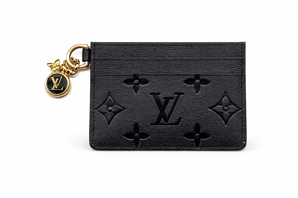 Дамски картодържател  Louis Vuitton Monogram Empreinte Card Holder with Charm –Black