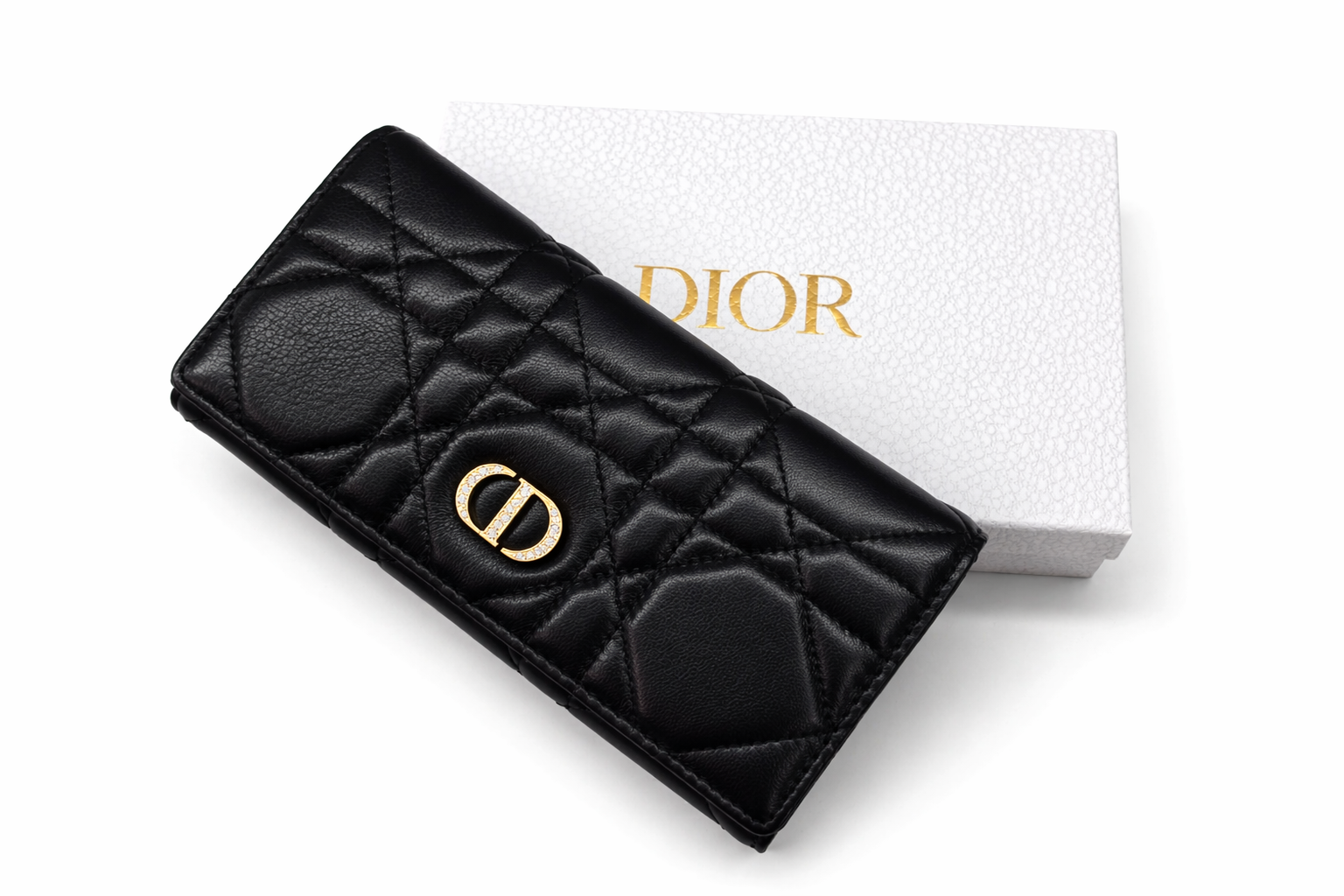 Дамски  портфейл Christian Dior Caro Long Wallet Cannage – Black