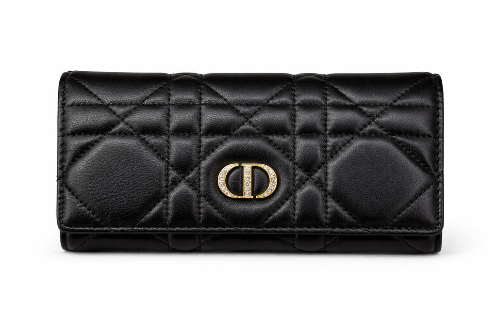 Дамски  портфейл Christian Dior Caro Long Wallet Cannage – Black