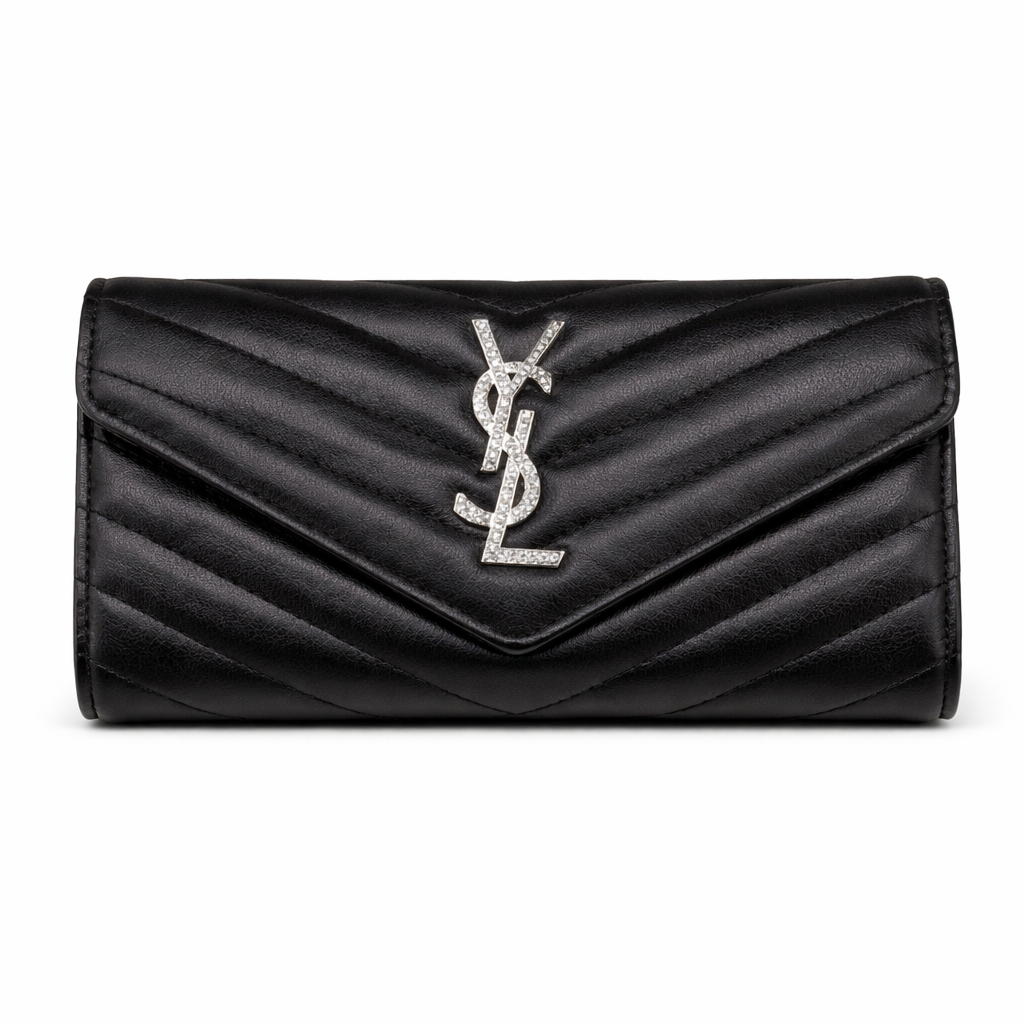 Дамски  портфейл Saint Laurent Cassandre Matelassé Envelope Wallet – Black