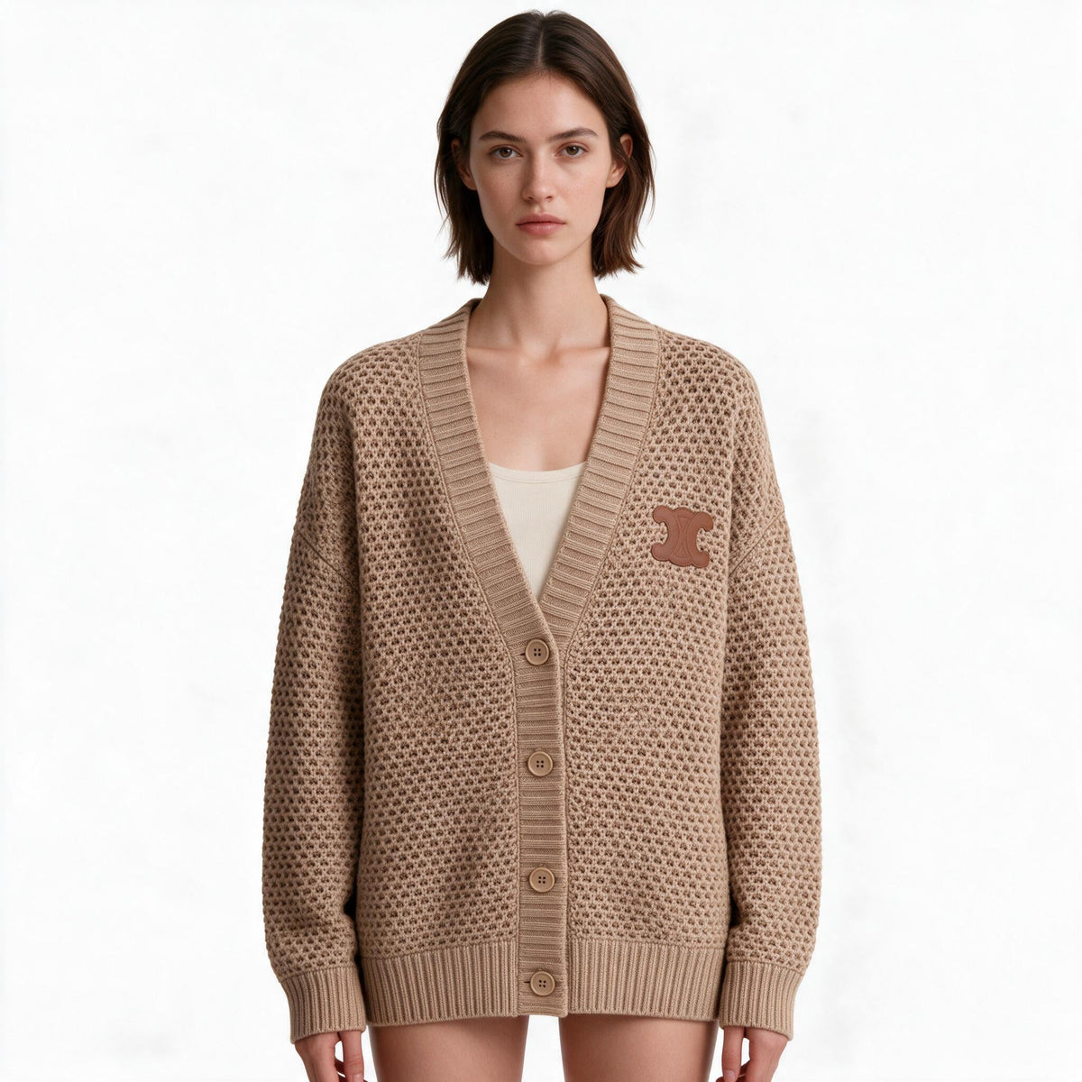 Дамска плетена жилетка MIU MIU в черно със златисти копчета (Copy)