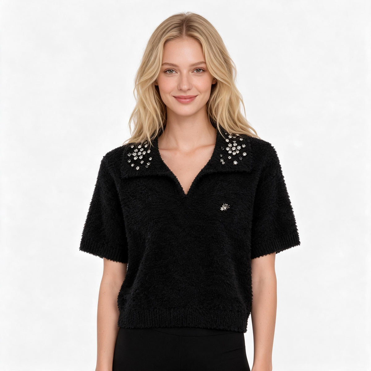 Дамска плетена блуза Dolce & Gabbana с кристални детайли (Copy)